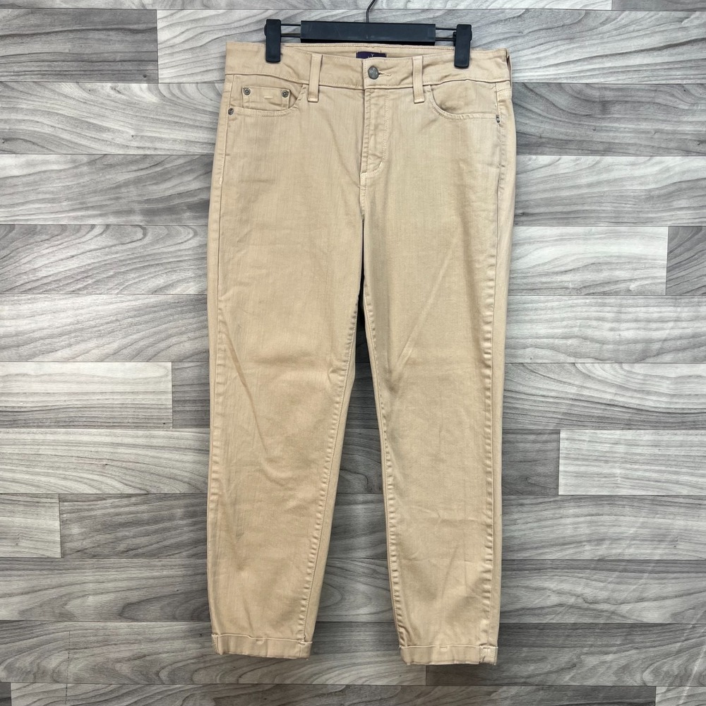 NYDJ Ankle Jeans Women's Size 6 Beige Denim Mid Rise 5 Pockets Preppy Stretch